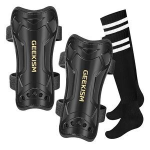 Geekism Black Soccer Shin Guards - Youth